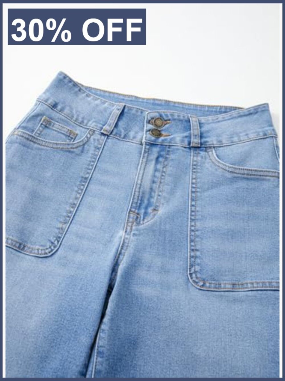 High Waisted Wide Leg Jeans Stretchy Tummy Control Straight Leg Denim Pants - Picture 7 of 7